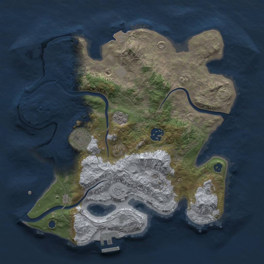 Rust Map: Procedural Map, Size: 3000, Seed: 1877529812, 8 Monuments