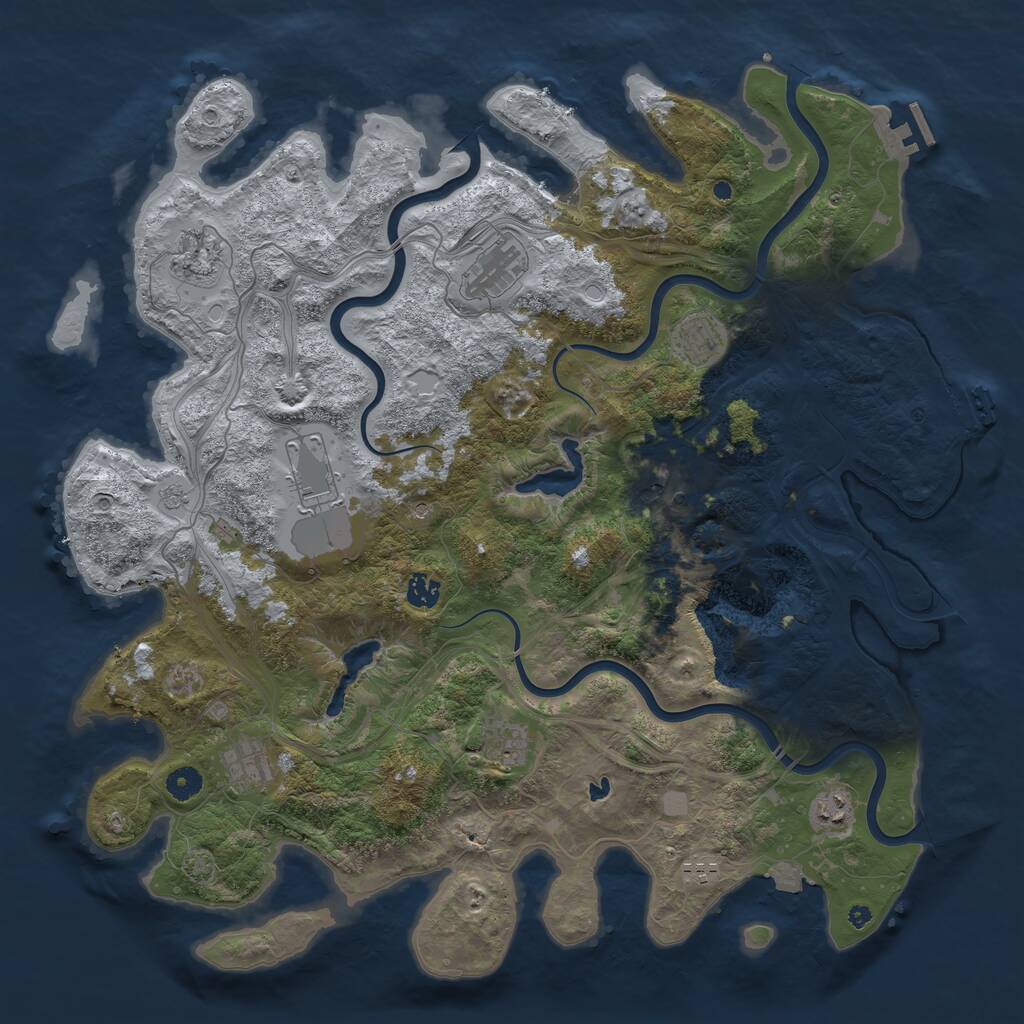 Rust Map: Procedural Map, Size: 4500, Seed: 866952291, 16 Monuments