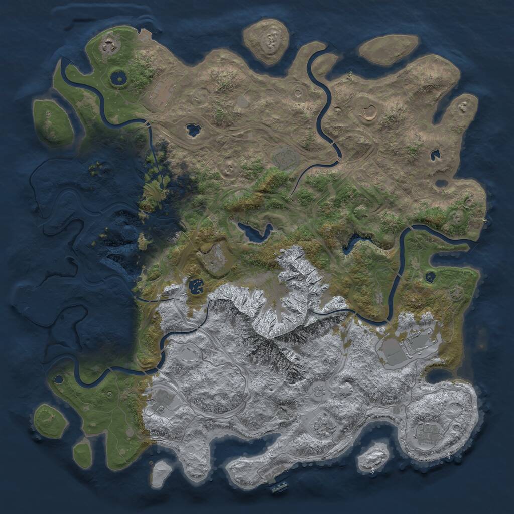 Rust Map: Procedural Map, Size: 5000, Seed: 52653913, 17 Monuments