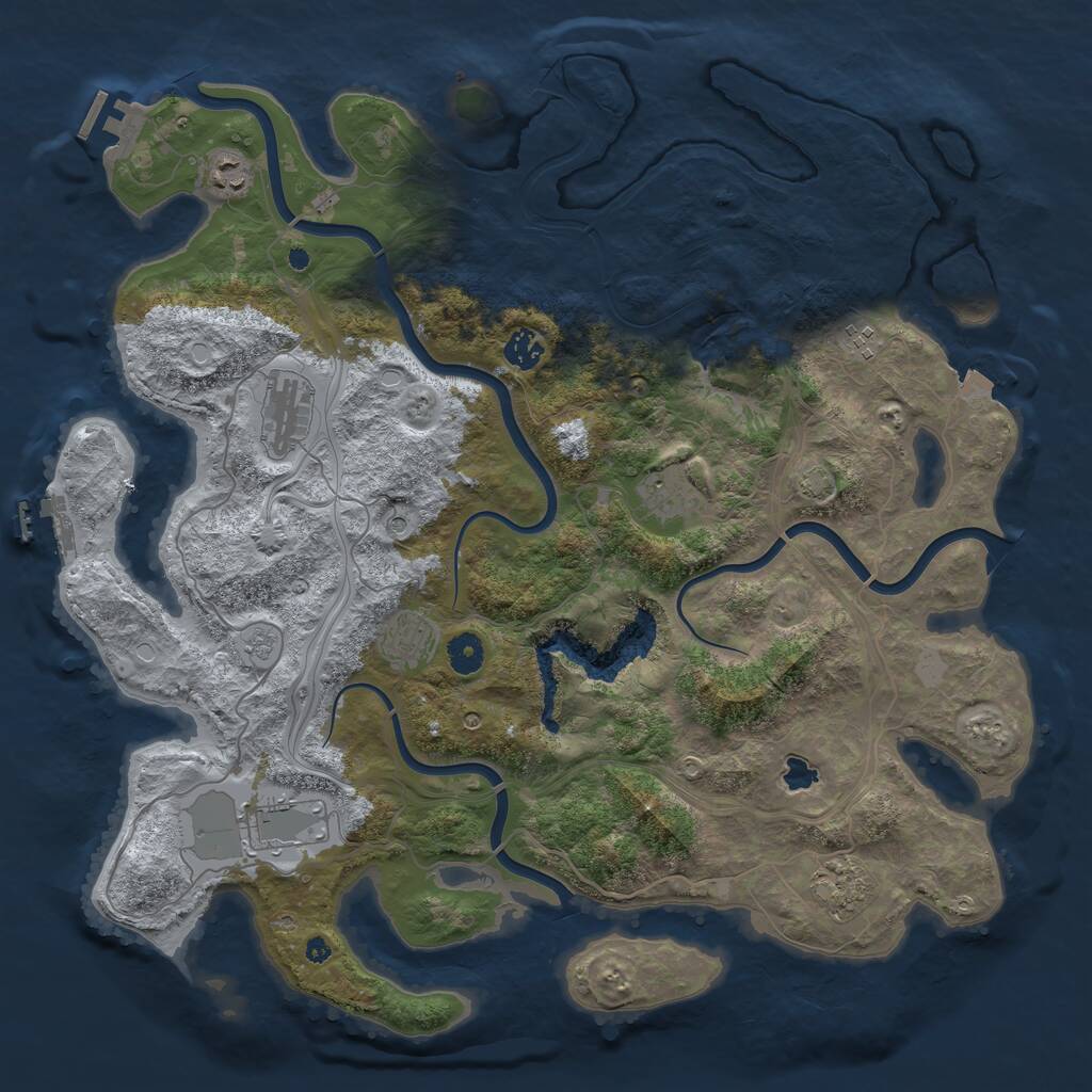 Rust Map: Procedural Map, Size: 4250, Seed: 1163157610, 14 Monuments