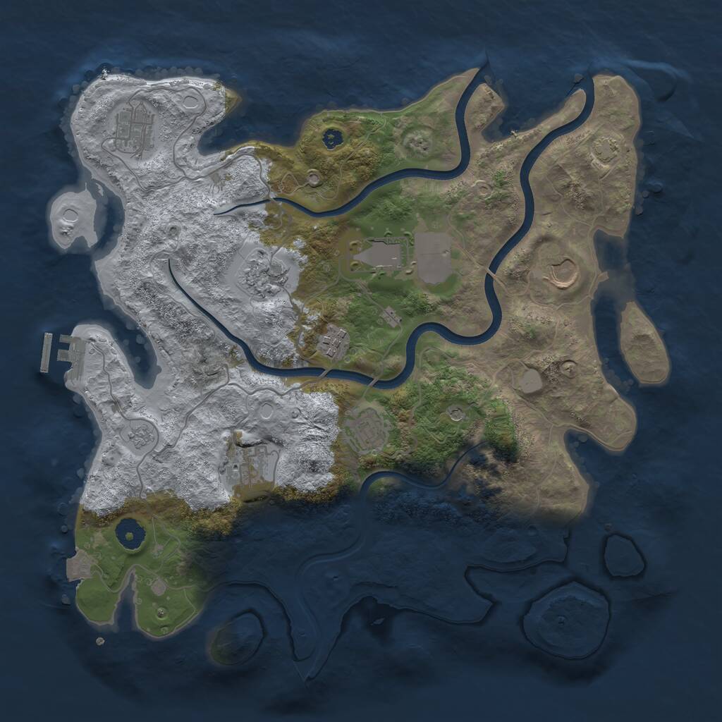 Rust Map: Procedural Map, Size: 3650, Seed: 46918661, 12 Monuments