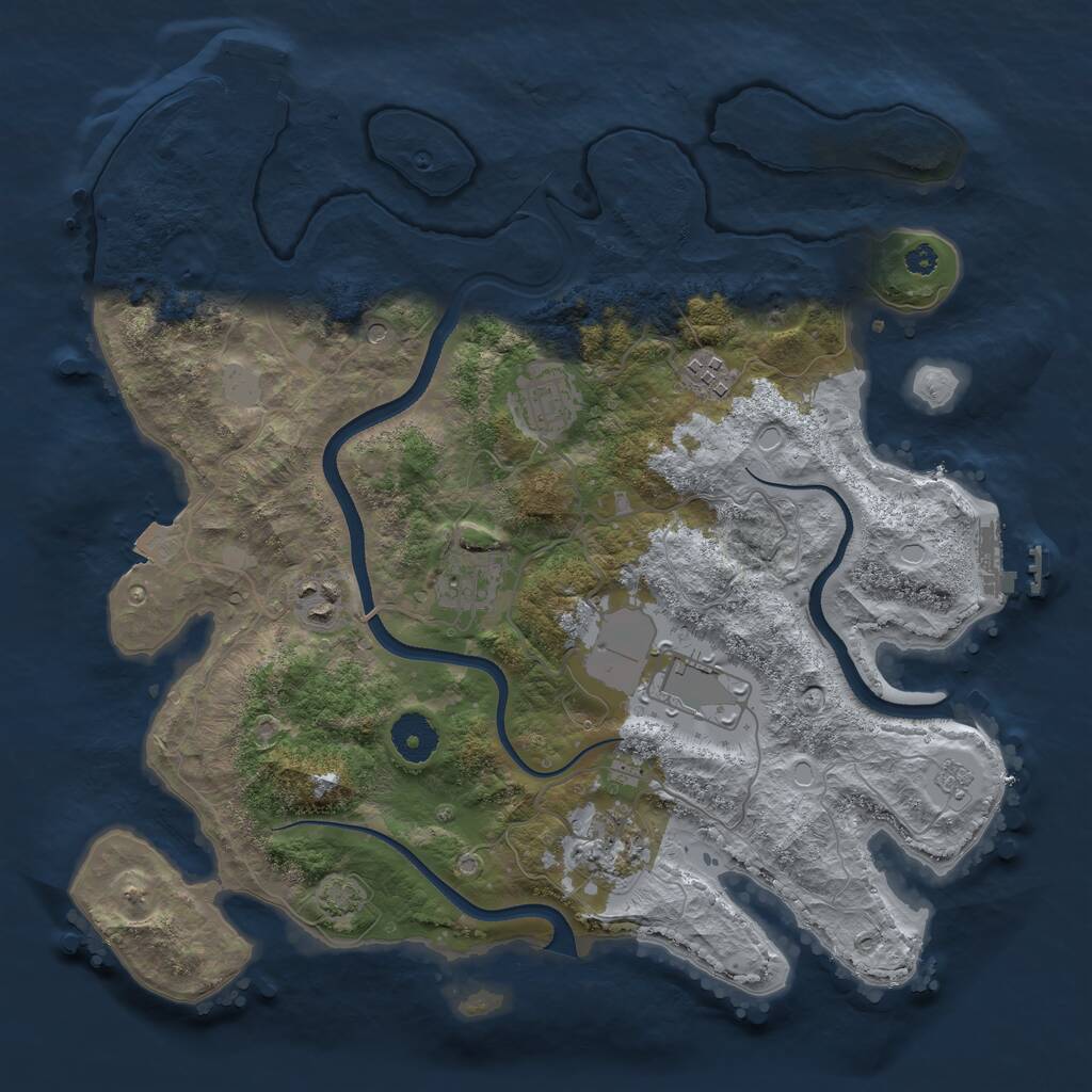 Rust Map: Procedural Map, Size: 3500, Seed: 1635717148, 12 Monuments