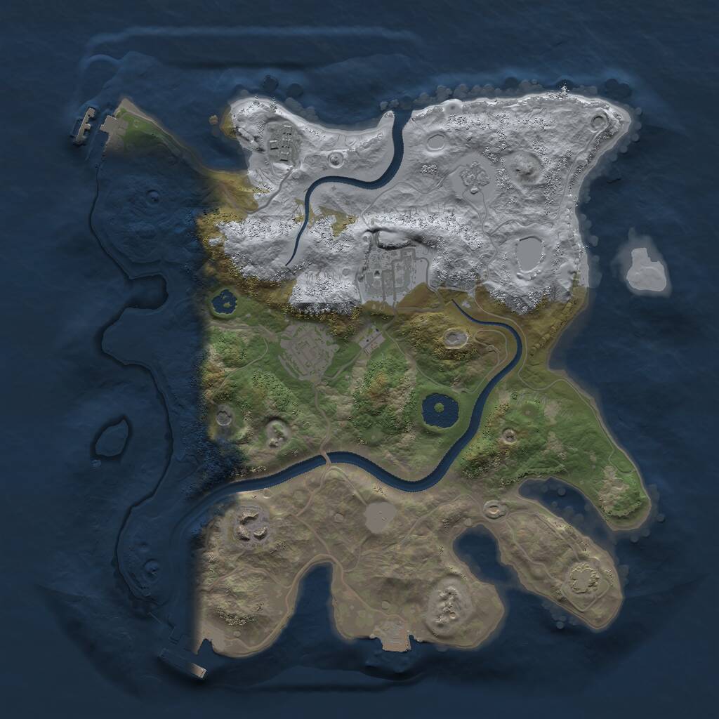Rust Map: Procedural Map, Size: 3000, Seed: 2085258436, 10 Monuments