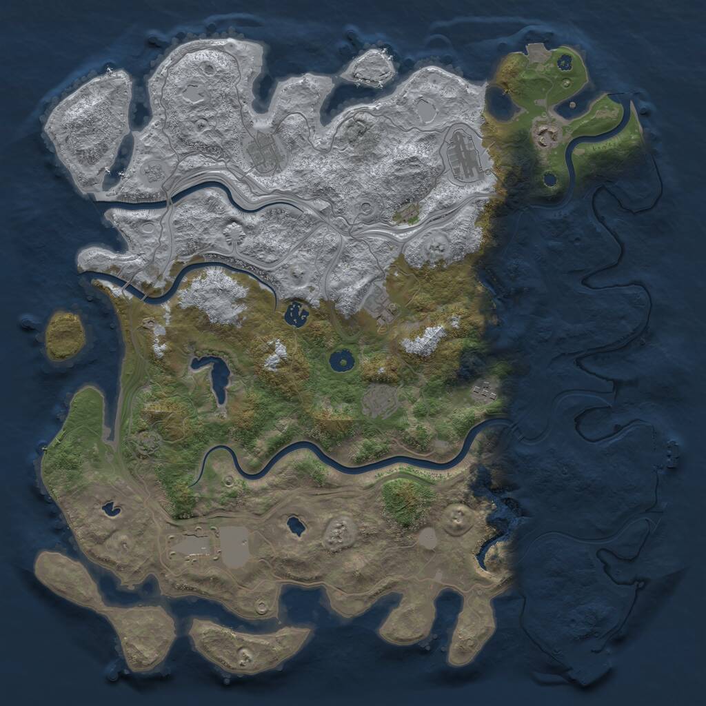 Rust Map: Procedural Map, Size: 4500, Seed: 5062025, 14 Monuments