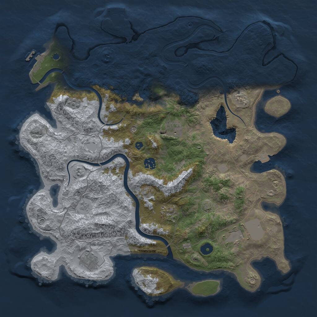 Rust Map: Procedural Map, Size: 4000, Seed: 76982567, 12 Monuments