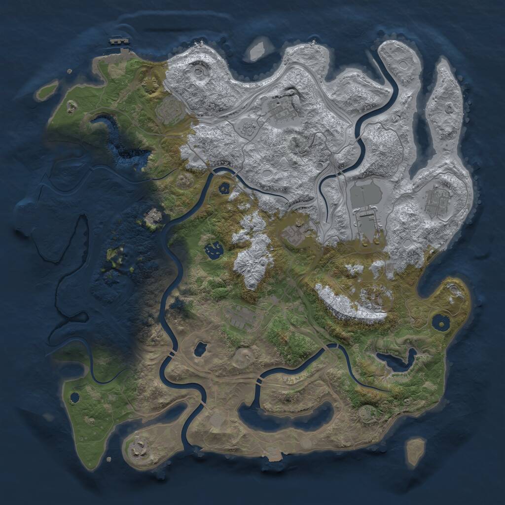 Rust Map: Procedural Map, Size: 4250, Seed: 757814604, 16 Monuments