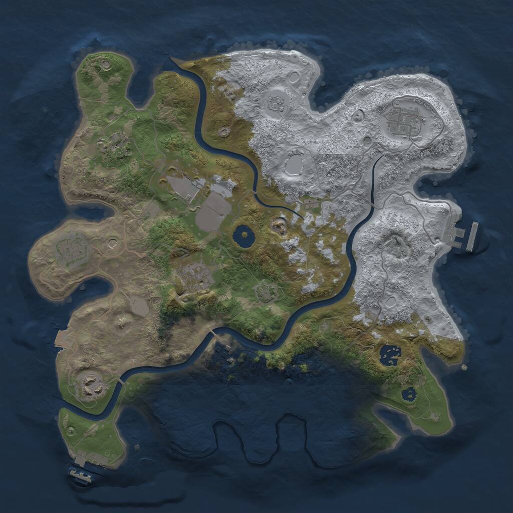 Rust Map: Procedural Map, Size: 3500, Seed: 1702153422, 14 Monuments