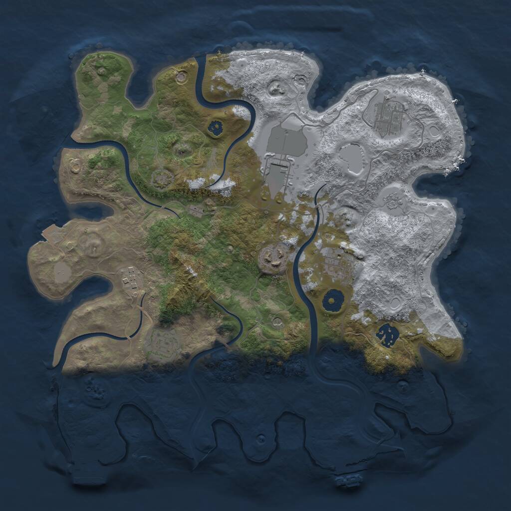 Rust Map: Procedural Map, Size: 3500, Seed: 1702153422, 13 Monuments