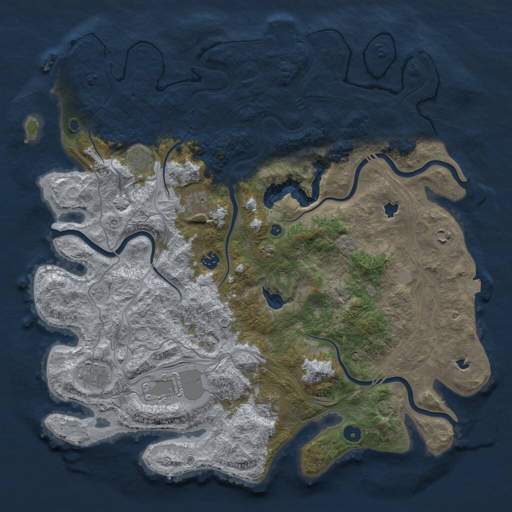 Rust Map: Procedural Map, Size: 4500, Seed: 1349137430, 14 Monuments