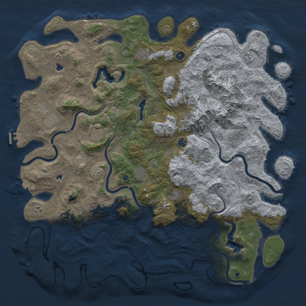 Rust Map: Procedural Map, Size: 5500, Seed: 25032987, 17 Monuments