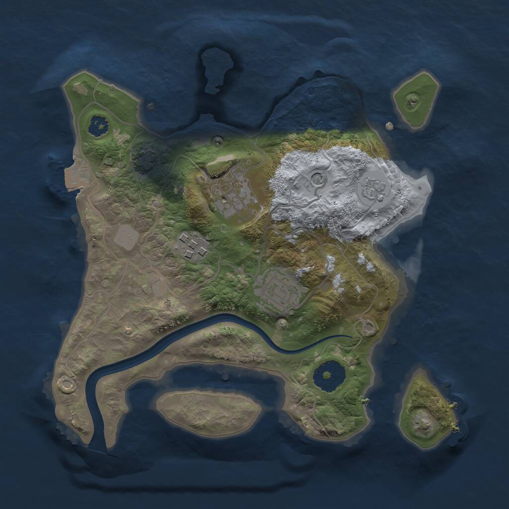 Rust Map: Procedural Map, Size: 2500, Seed: 893456117, 7 Monuments