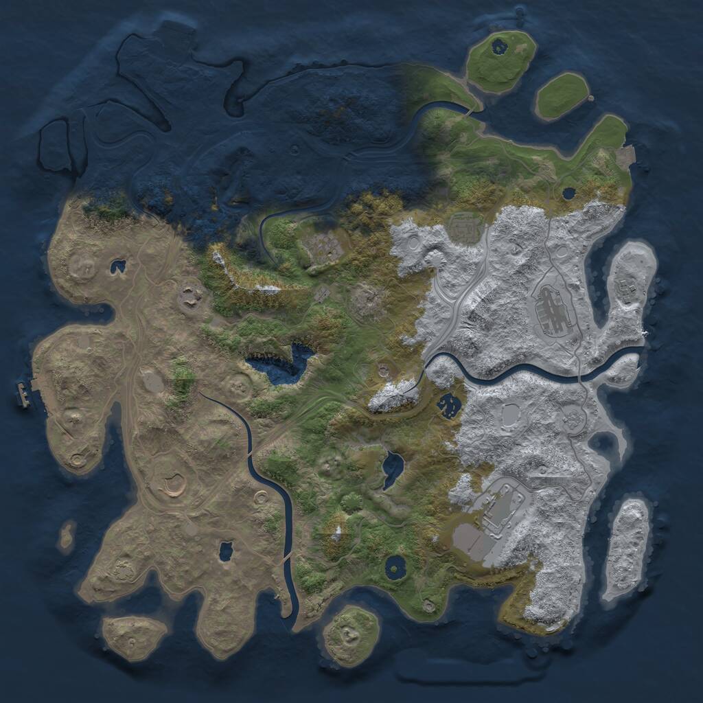 Rust Map: Procedural Map, Size: 4500, Seed: 485376190, 14 Monuments