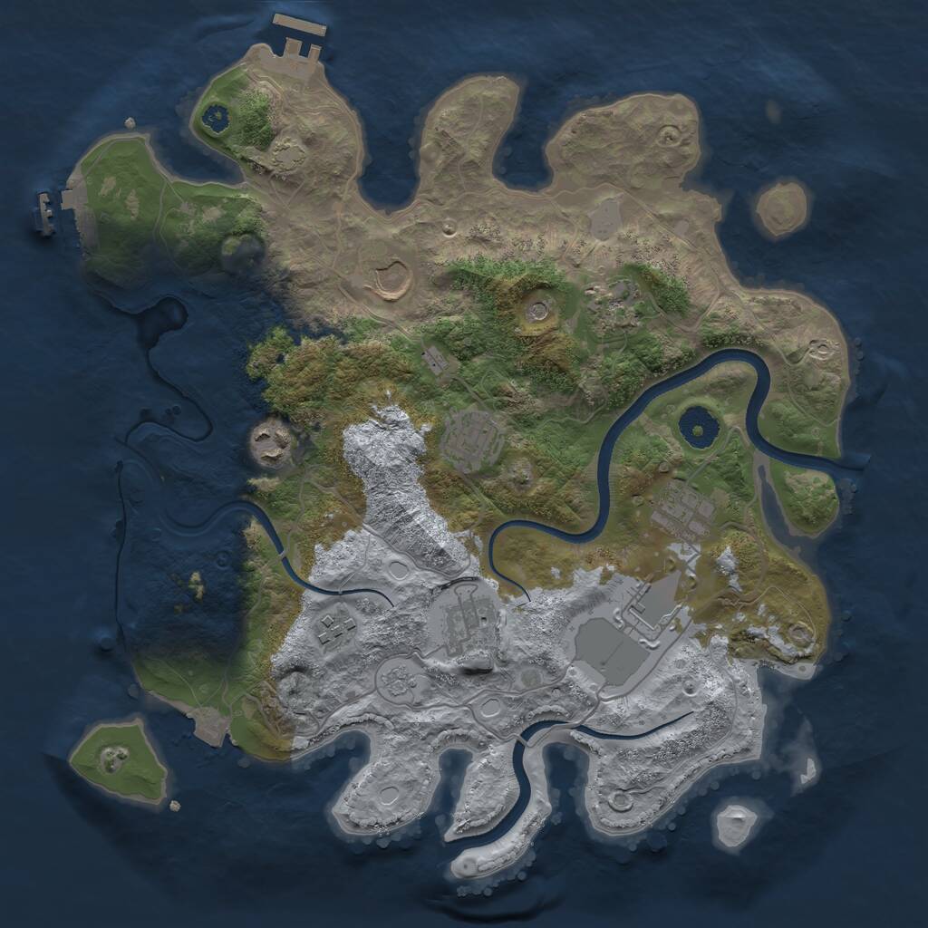 Rust Map: Procedural Map, Size: 3500, Seed: 997744483, 14 Monuments