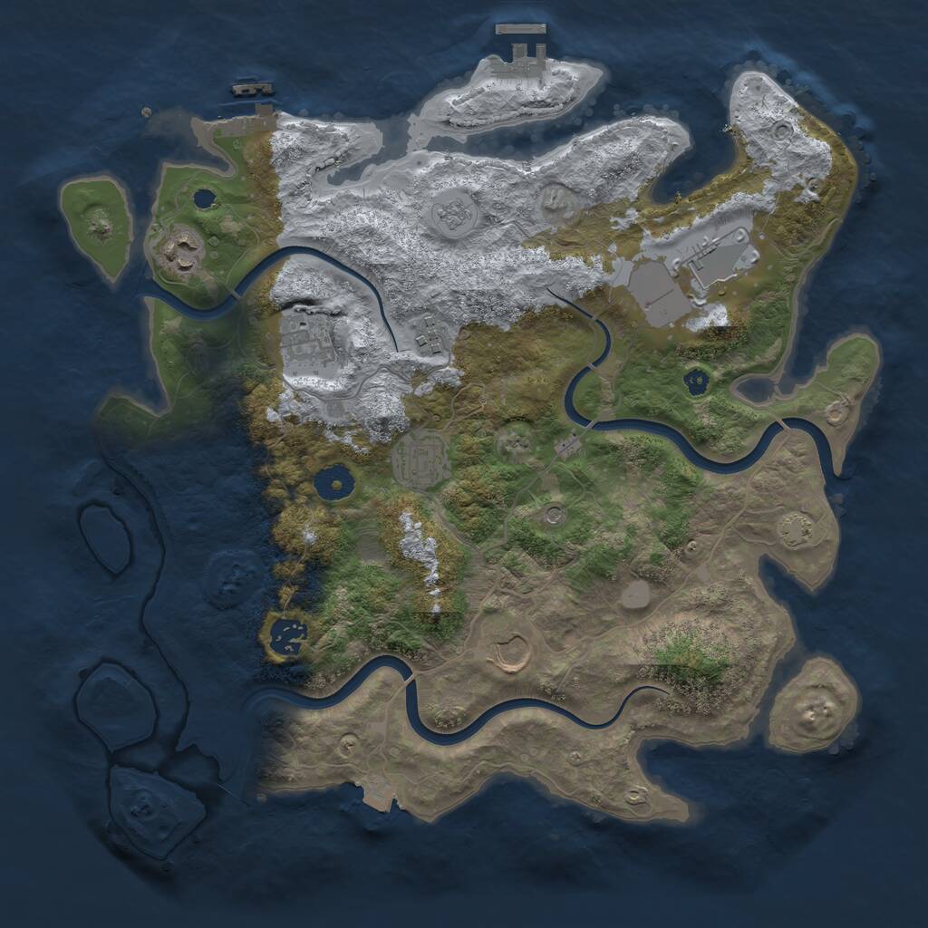 Rust Map: Procedural Map, Size: 3700, Seed: 1747541231, 13 Monuments