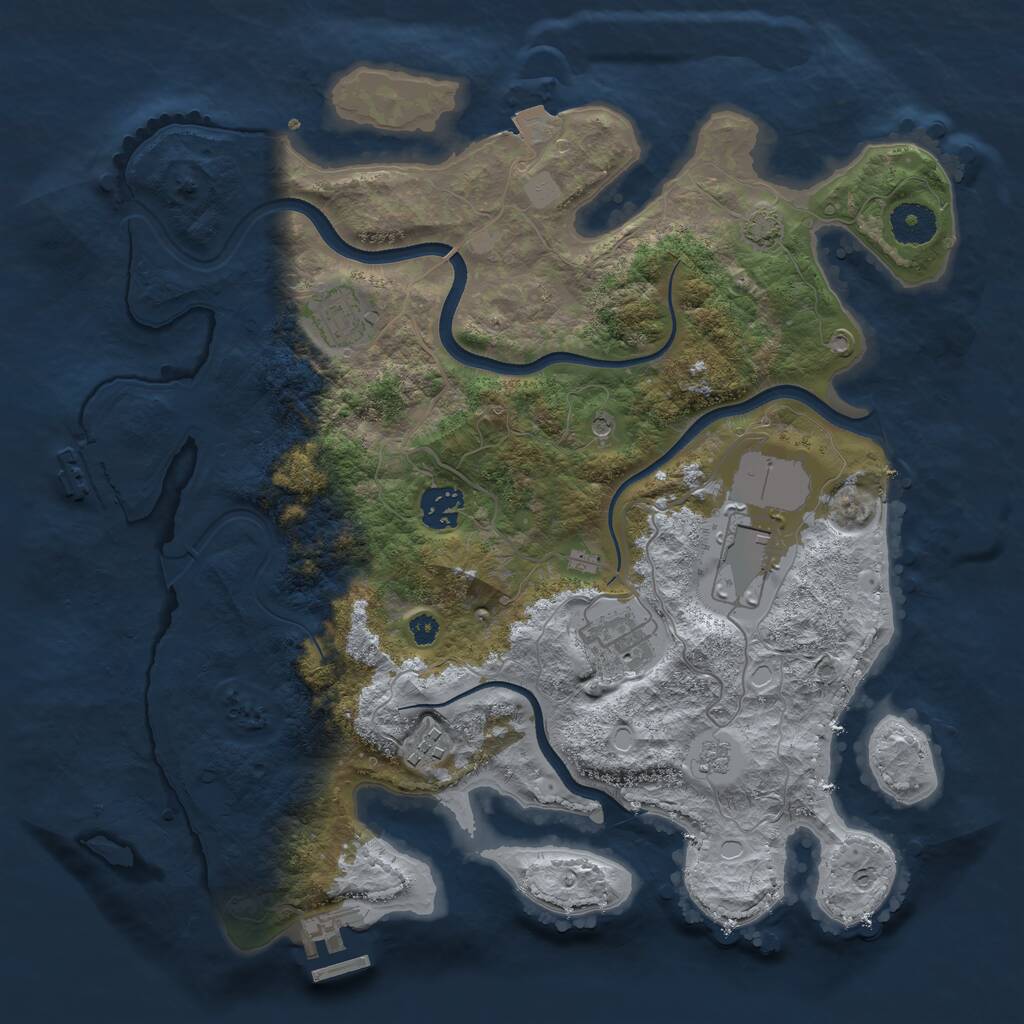Rust Map: Procedural Map, Size: 3500, Seed: 1930590280, 11 Monuments