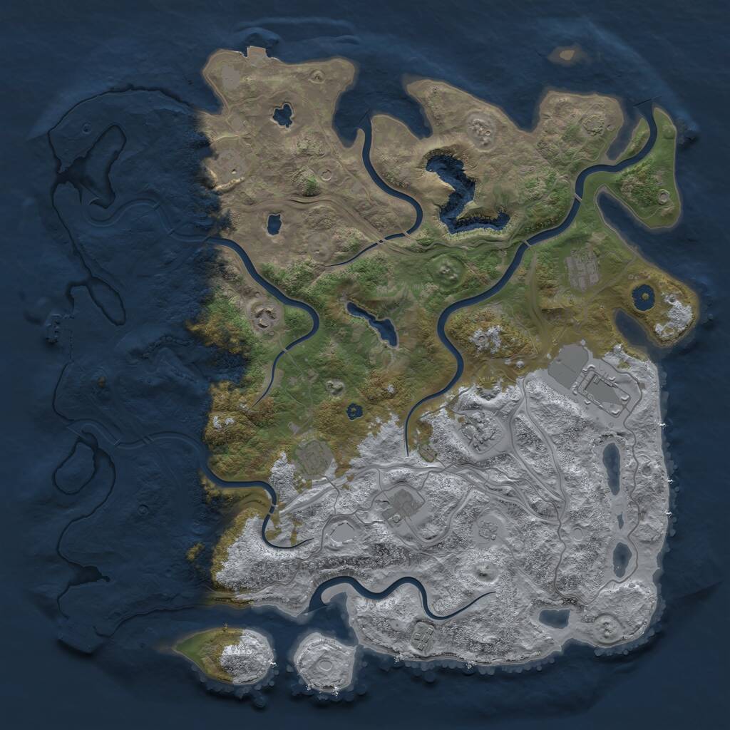 Rust Map: Procedural Map, Size: 4500, Seed: 536675847, 14 Monuments