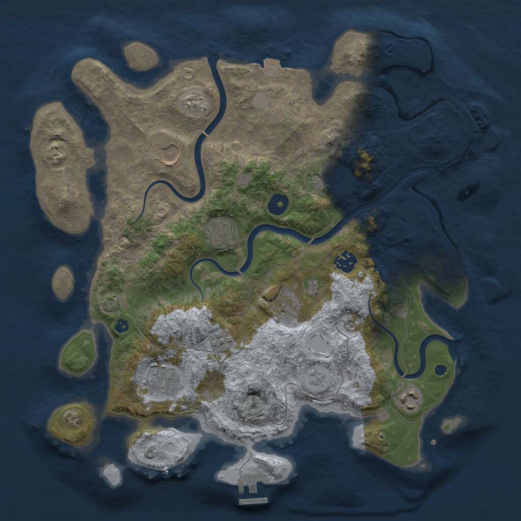 Rust Map: Procedural Map, Size: 3700, Seed: 417863977, 14 Monuments