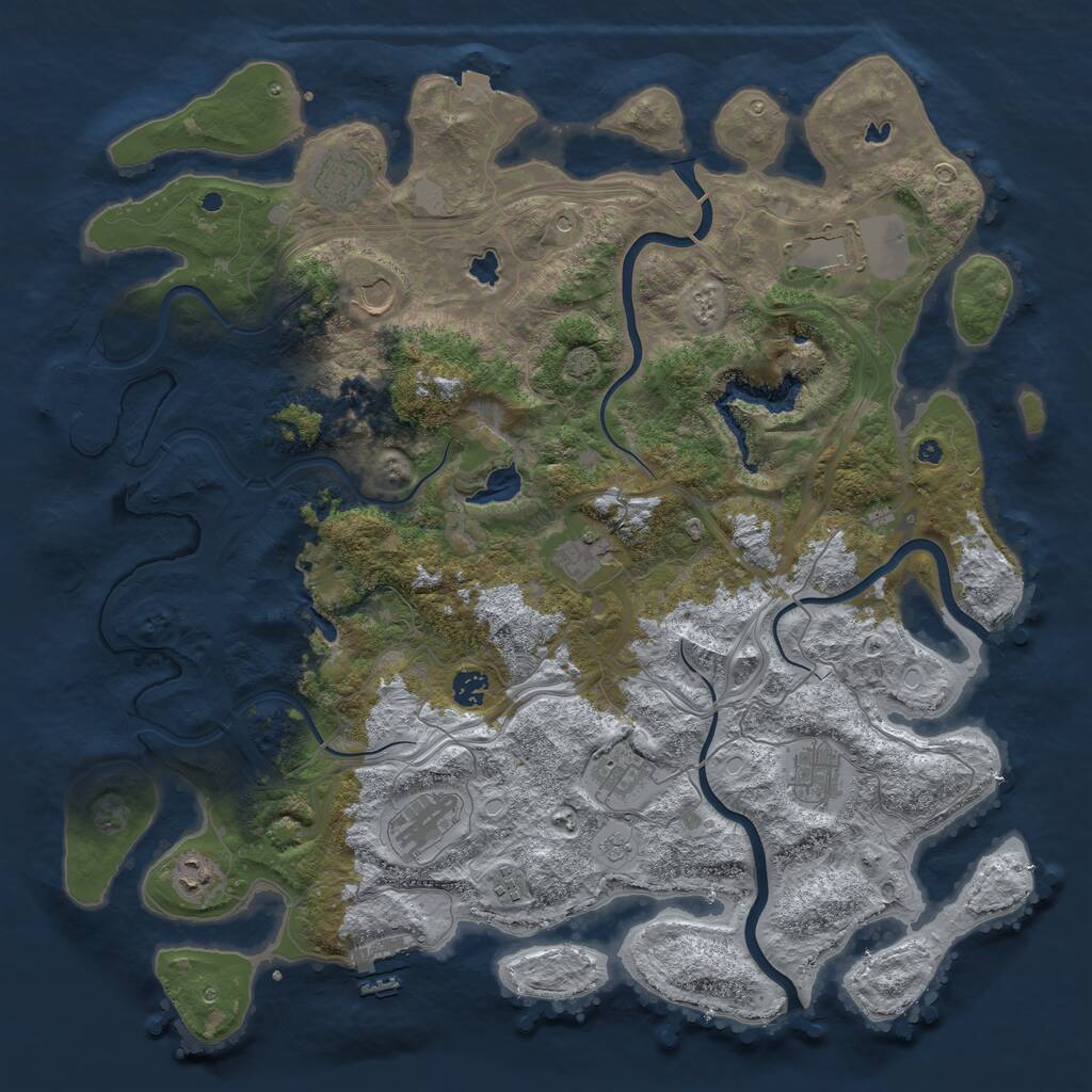 Rust Map: Procedural Map, Size: 4500, Seed: 2047205074, 16 Monuments