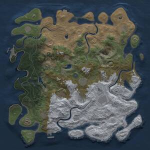 Thumbnail Rust Map: Procedural Map, Size: 4500, Seed: 2047205074, 19 Monuments