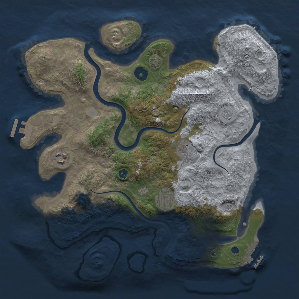 Rust Map: Procedural Map, Size: 3300, Seed: 1732115957, 10 Monuments