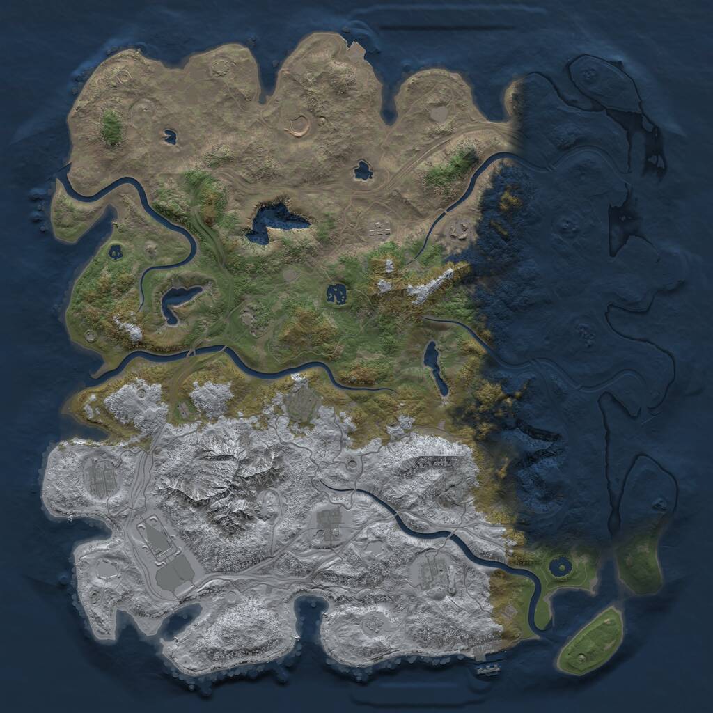 Rust Map: Procedural Map, Size: 5000, Seed: 1354688938, 16 Monuments