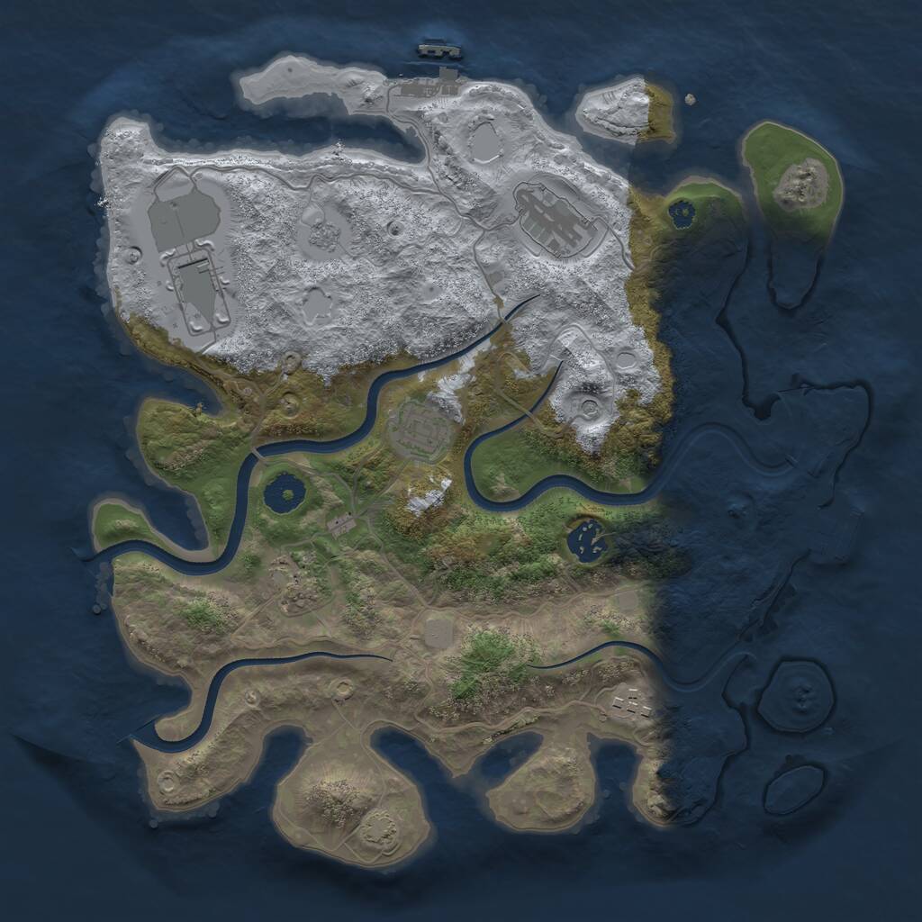 Rust Map: Procedural Map, Size: 3500, Seed: 1589693104, 12 Monuments