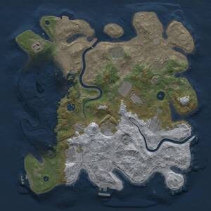 Thumbnail Rust Map: Procedural Map, Size: 3750, Seed: 739939443, 16 Monuments