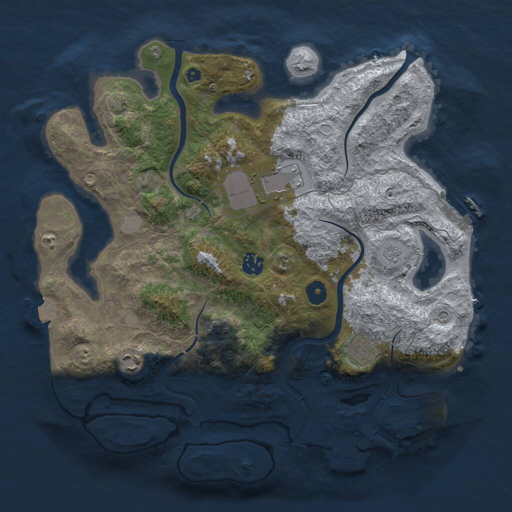 Rust Map: Procedural Map, Size: 3500, Seed: 567772555, 11 Monuments