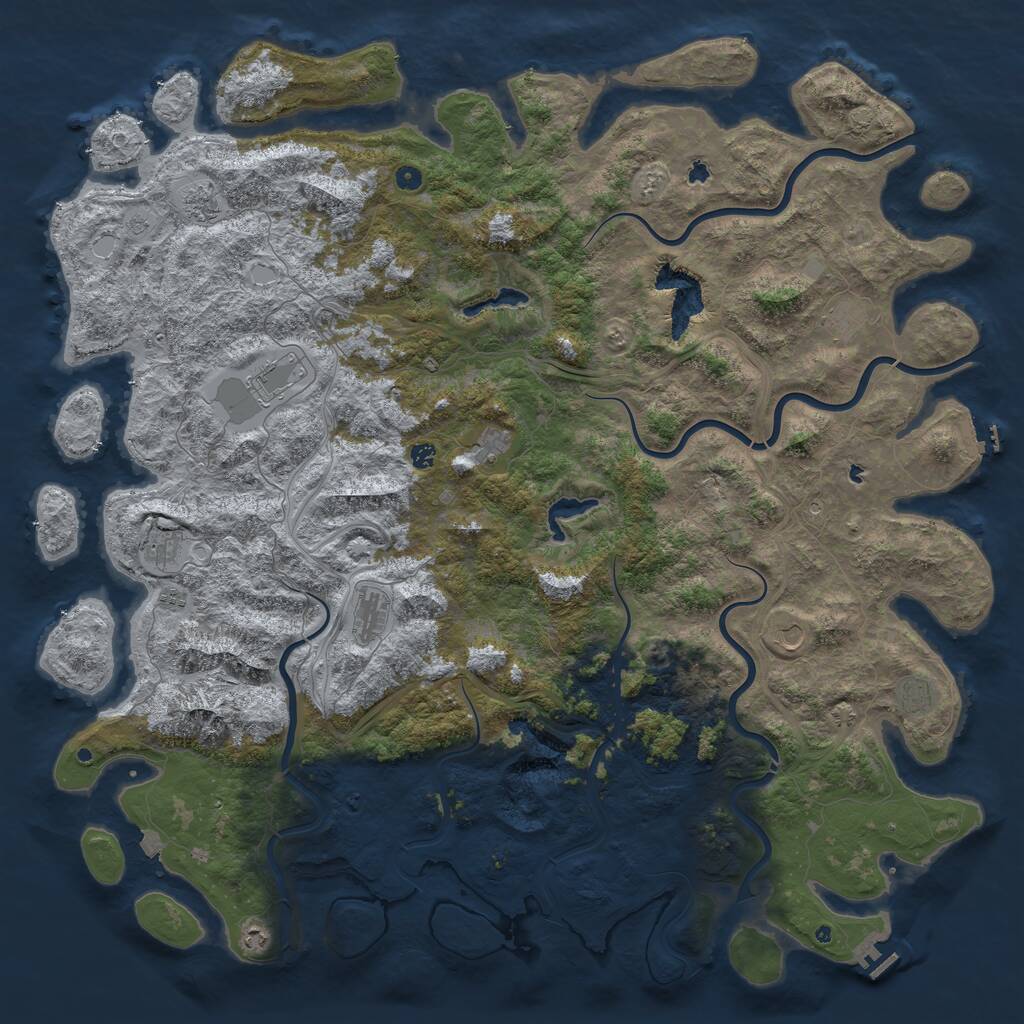 Rust Map: Procedural Map, Size: 6000, Seed: 98432151, 17 Monuments