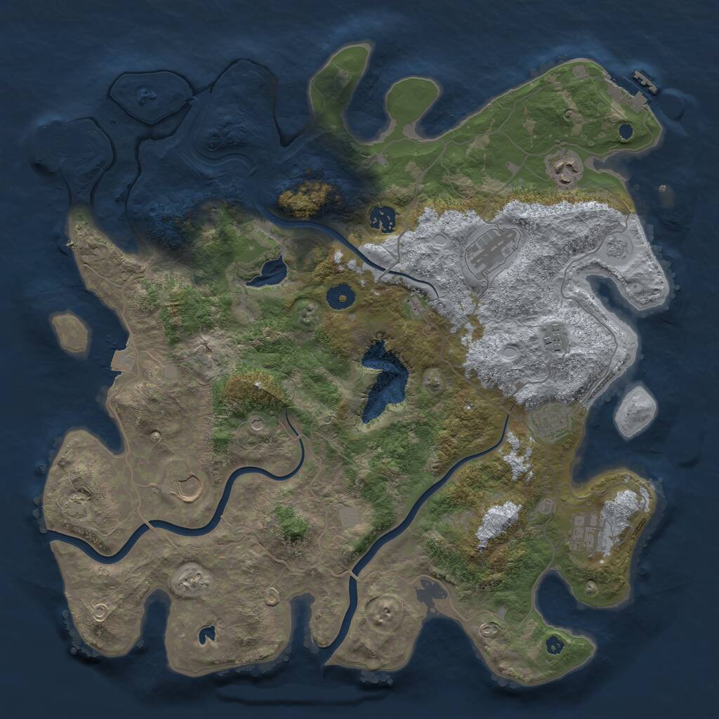 Rust Map: Procedural Map, Size: 4000, Seed: 1704228906, 13 Monuments