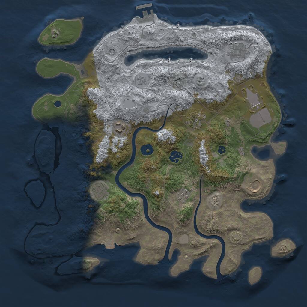 Rust Map: Procedural Map, Size: 3750, Seed: 373214, 13 Monuments