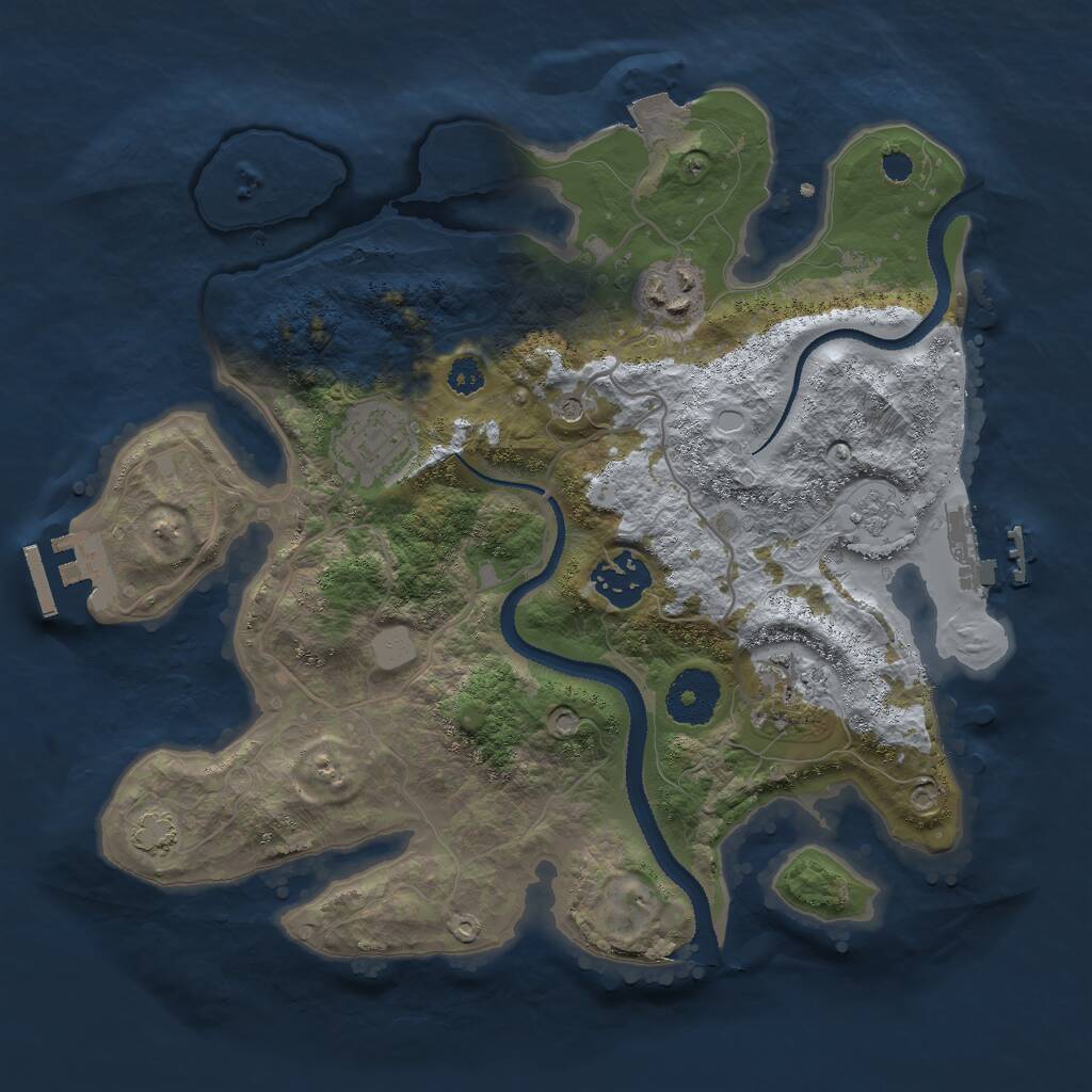 Rust Map: Procedural Map, Size: 3000, Seed: 87903, 10 Monuments