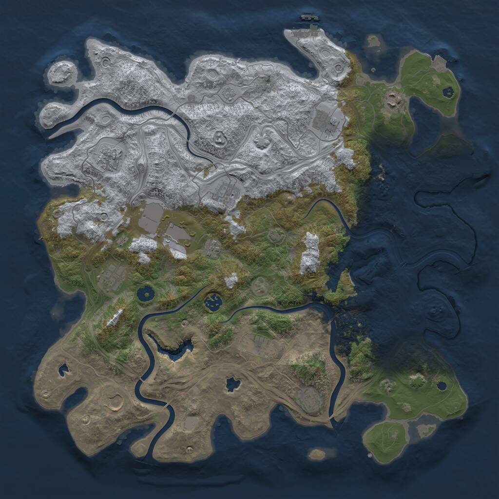 Rust Map: Procedural Map, Size: 4500, Seed: 708778389, 17 Monuments