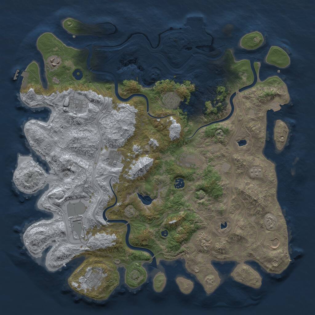 Rust Map: Procedural Map, Size: 4500, Seed: 931129108, 17 Monuments