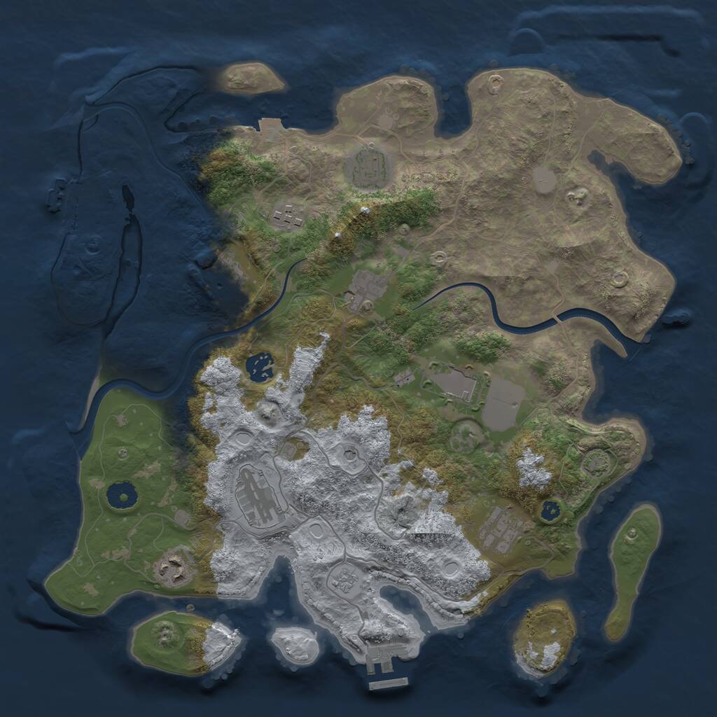 Rust Map: Procedural Map, Size: 3700, Seed: 1470522417, 15 Monuments