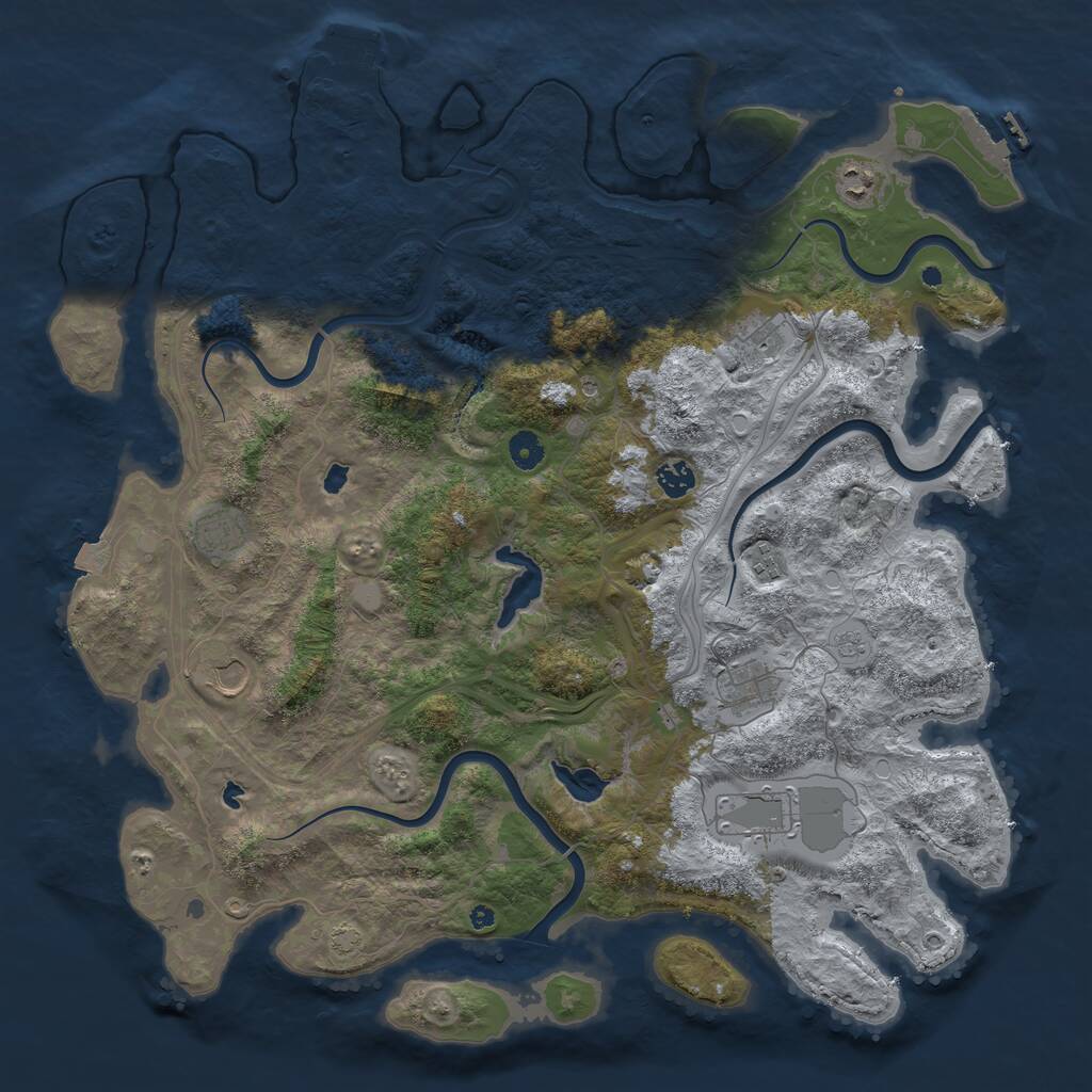 Rust Map: Procedural Map, Size: 4500, Seed: 1070661766, 14 Monuments
