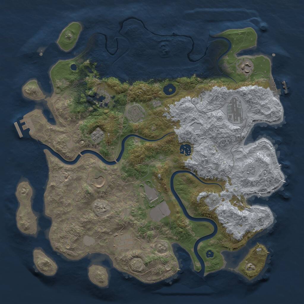 Rust Map: Procedural Map, Size: 3850, Seed: 624833722, 15 Monuments