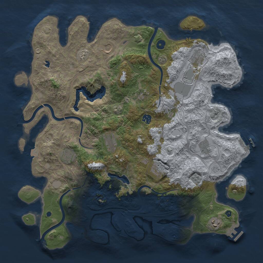 Rust Map: Procedural Map, Size: 4300, Seed: 833755, 17 Monuments