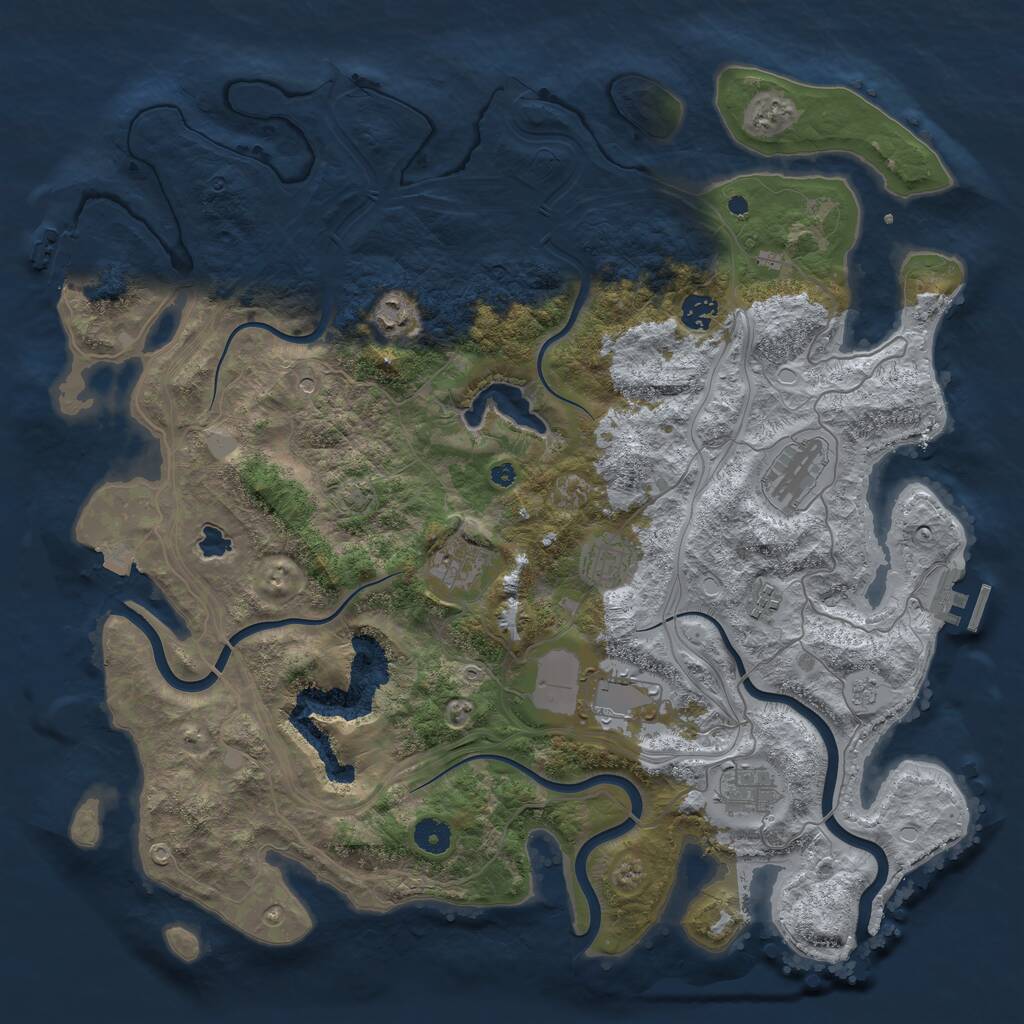 Rust Map: Procedural Map, Size: 4250, Seed: 5563575, 14 Monuments