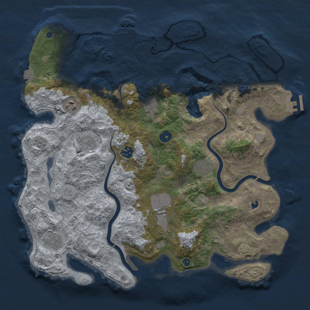Rust Map: Procedural Map, Size: 4000, Seed: 1230295718, 14 Monuments