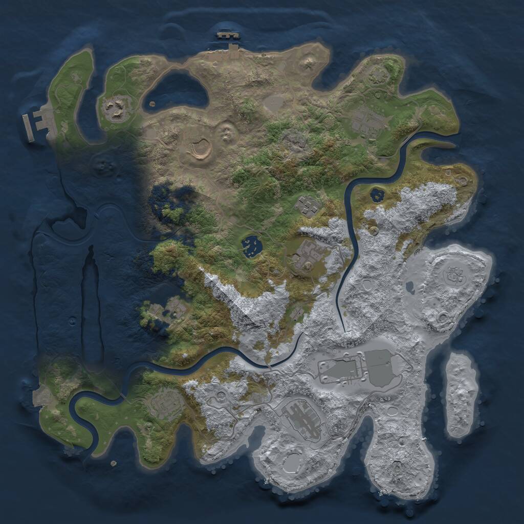 Rust Map: Procedural Map, Size: 3750, Seed: 290301379, 16 Monuments
