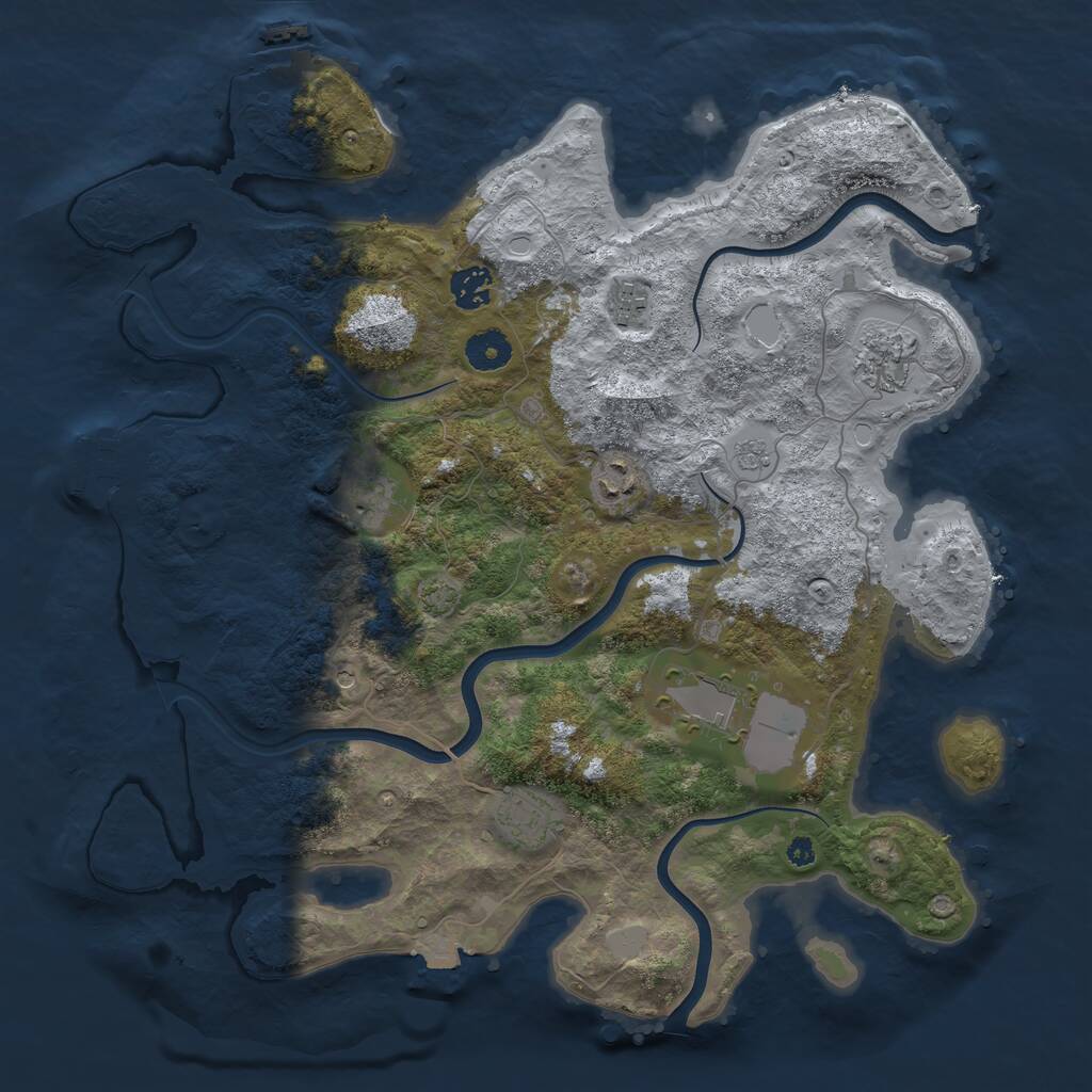 Rust Map: Procedural Map, Size: 3800, Seed: 205682773, 13 Monuments