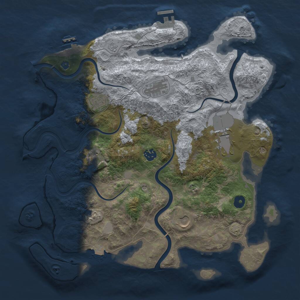 Rust Map: Procedural Map, Size: 3750, Seed: 1018845256, 12 Monuments