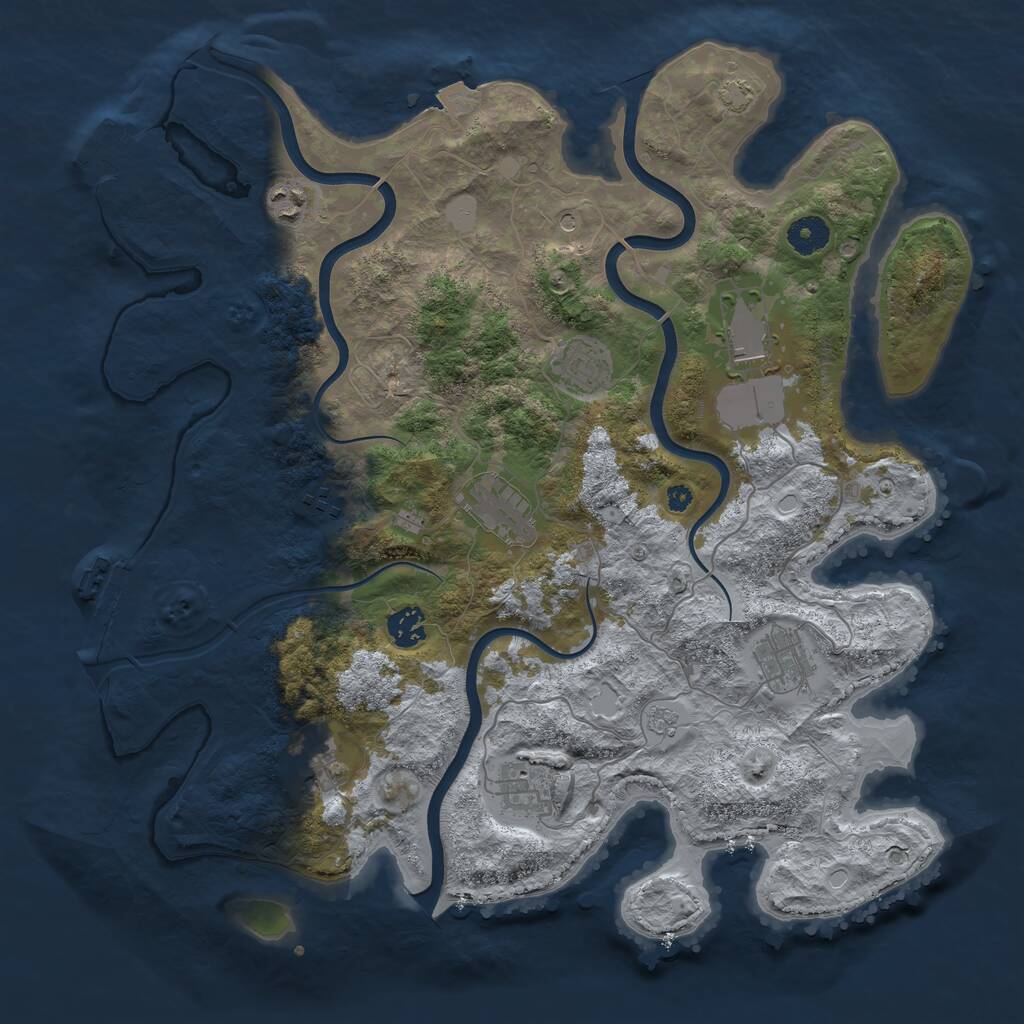 Rust Map: Procedural Map, Size: 3900, Seed: 500905548, 15 Monuments