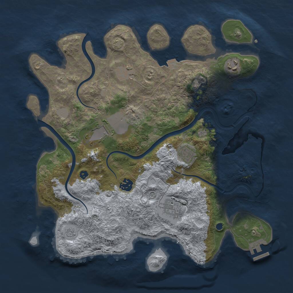 Rust Map: Procedural Map, Size: 3500, Seed: 1092377033, 12 Monuments