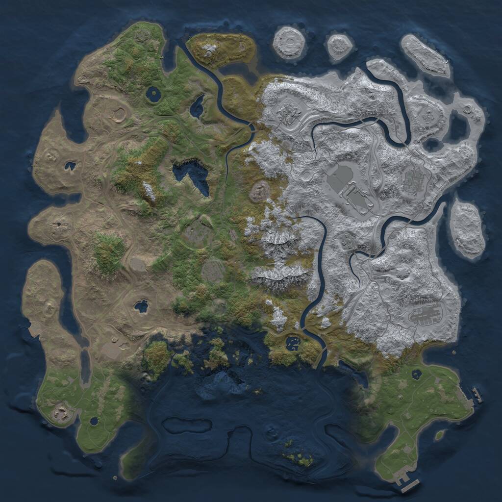 Rust Map: Procedural Map, Size: 5000, Seed: 382689400, 17 Monuments