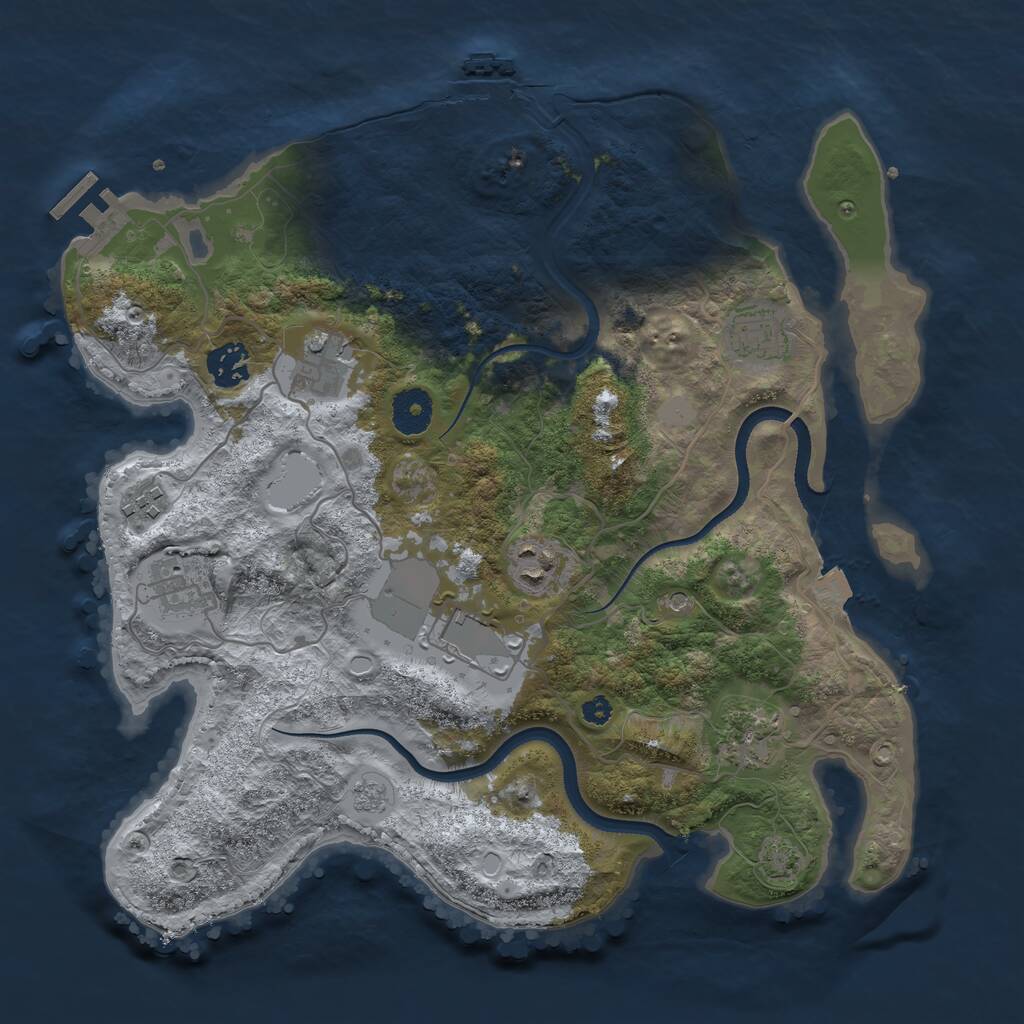 Rust Map: Procedural Map, Size: 3500, Seed: 1007023679, 14 Monuments