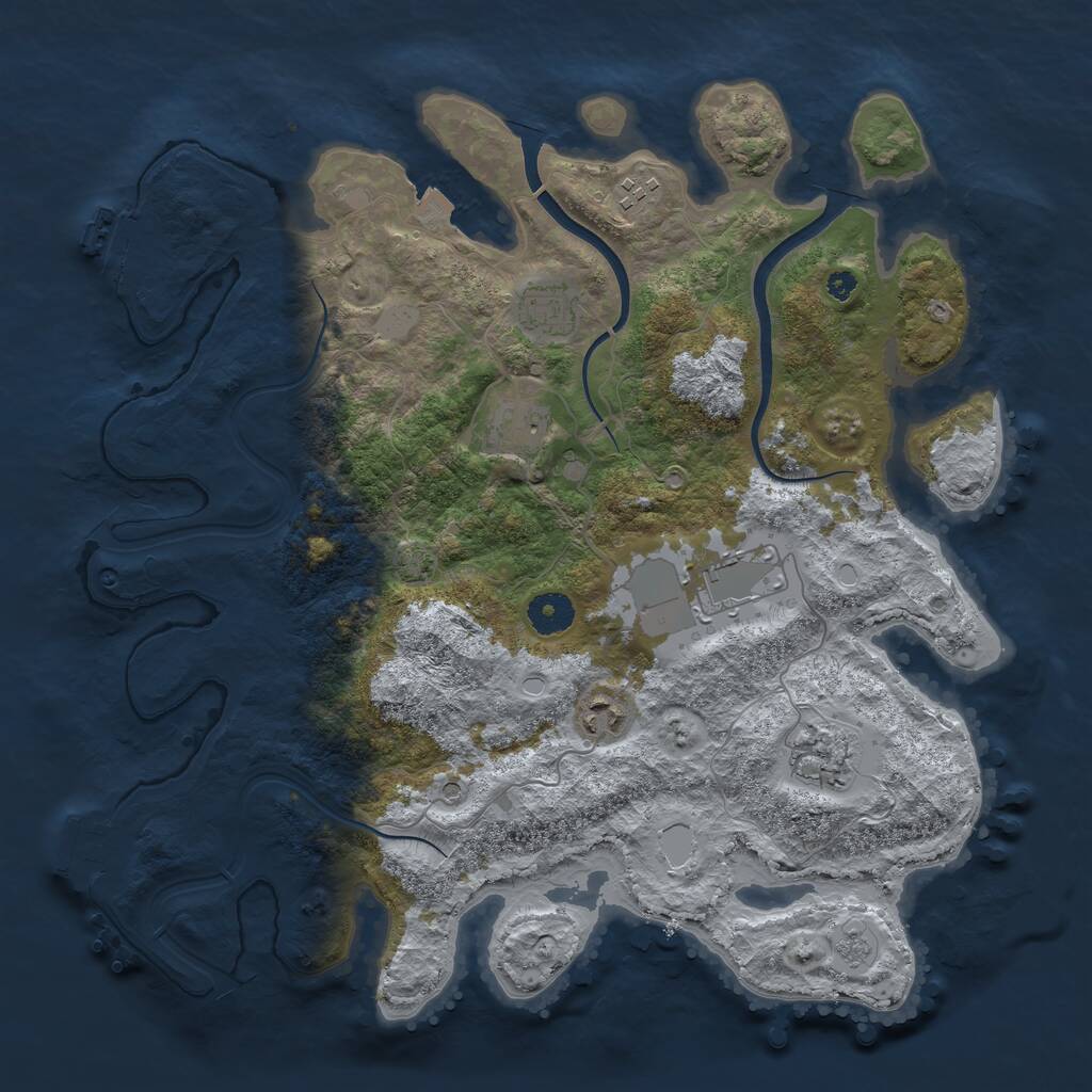Rust Map: Procedural Map, Size: 3750, Seed: 305005745, 12 Monuments