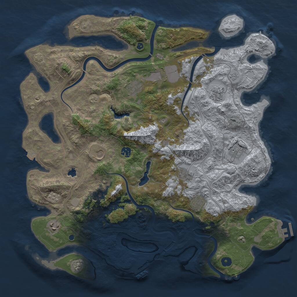 Rust Map: Procedural Map, Size: 4400, Seed: 1399864174, 16 Monuments