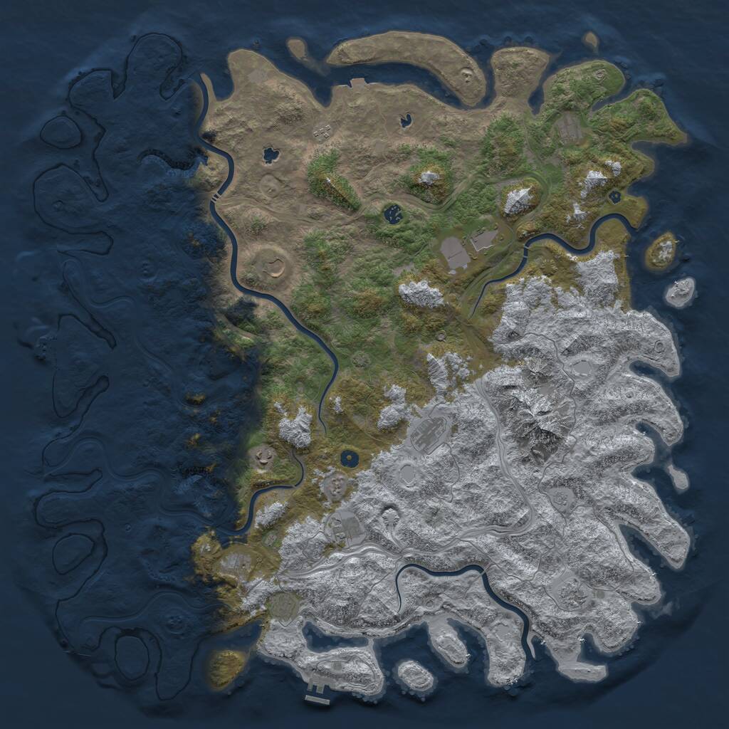 Rust Map: Procedural Map, Size: 6000, Seed: 305005745, 17 Monuments